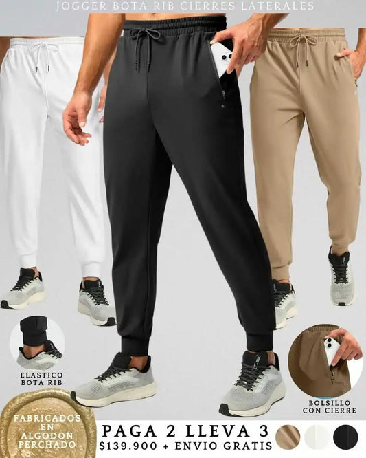 Jogger Bota Rib - Cierres Laterales